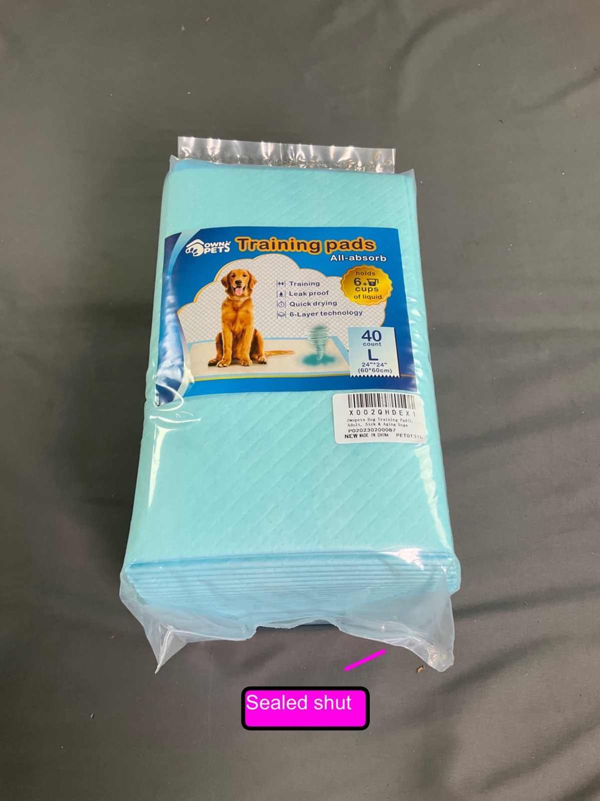 Ownpets Dog Training Pad(L: 24’’ x 24’’), Leak-Proof 6-Layer Pet Potty Training