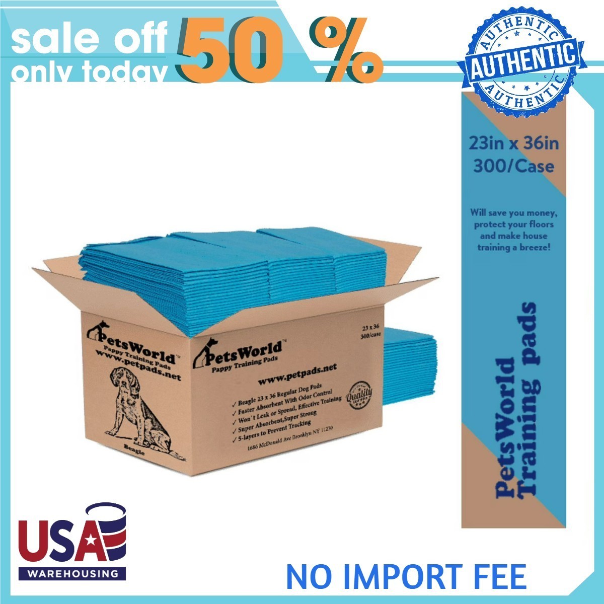 Economy Value Puppy Training & Potty Pads (23×36 inch) 300 Count