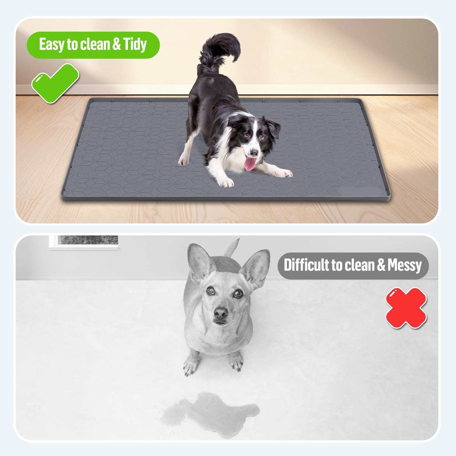 Pee Pad Holder for Dogs 34”x22” Silicone Puppy Pee Pad Tray, Dark Gray | Ex…