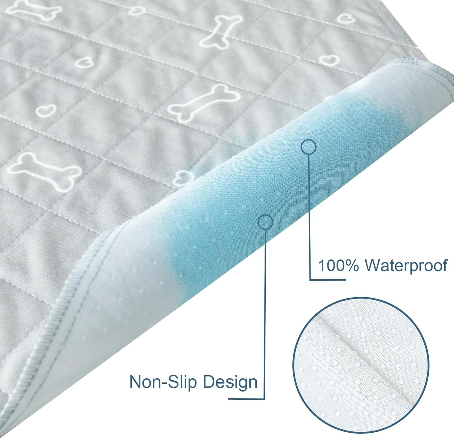 Washable Dog Pee Pads Reusable Absorbent Training Mats for Potty/Crate/Kennel