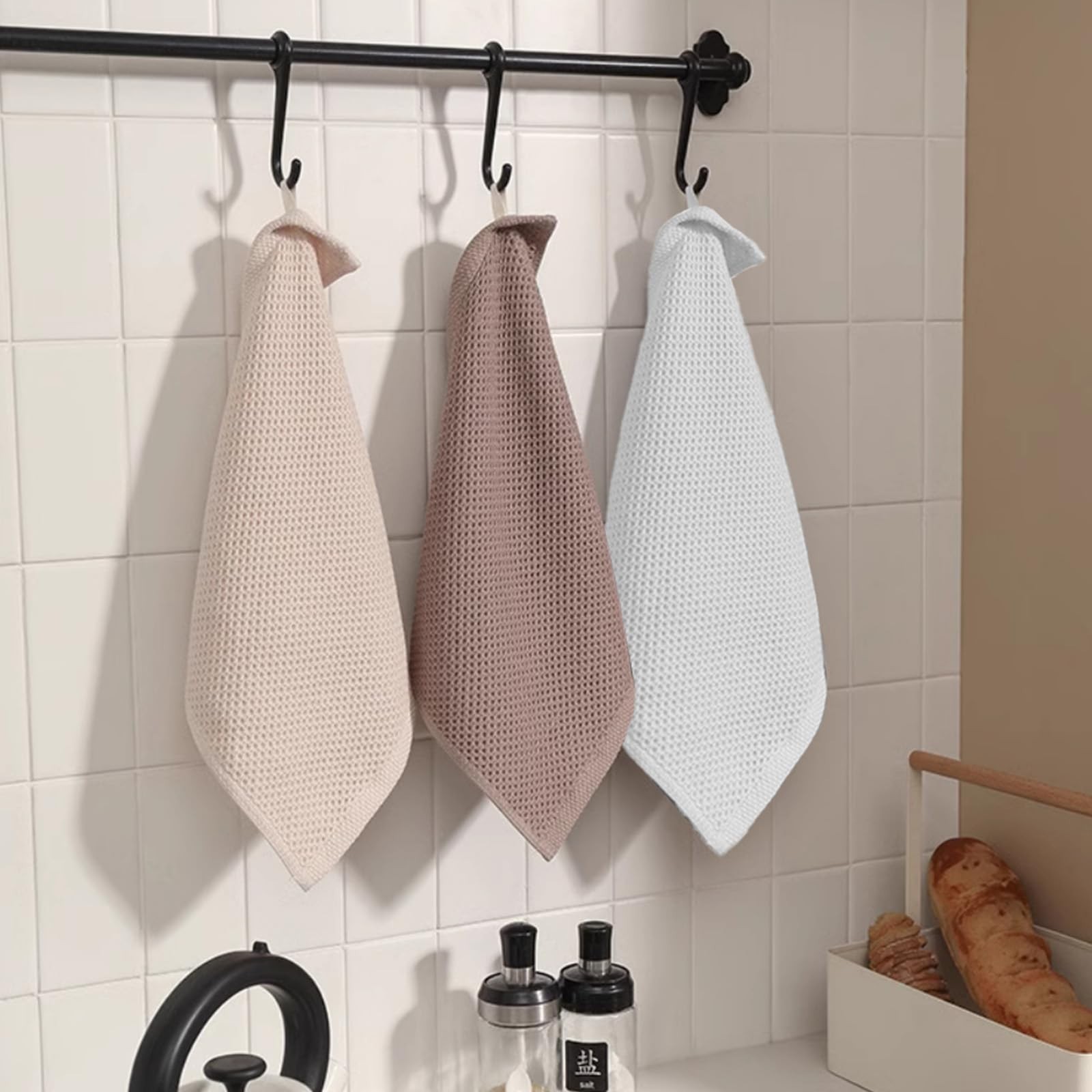 Cotton Dish Towels 6 Pack,12×12 Inch – Super Absorbent, Quick-Dry & Reusab