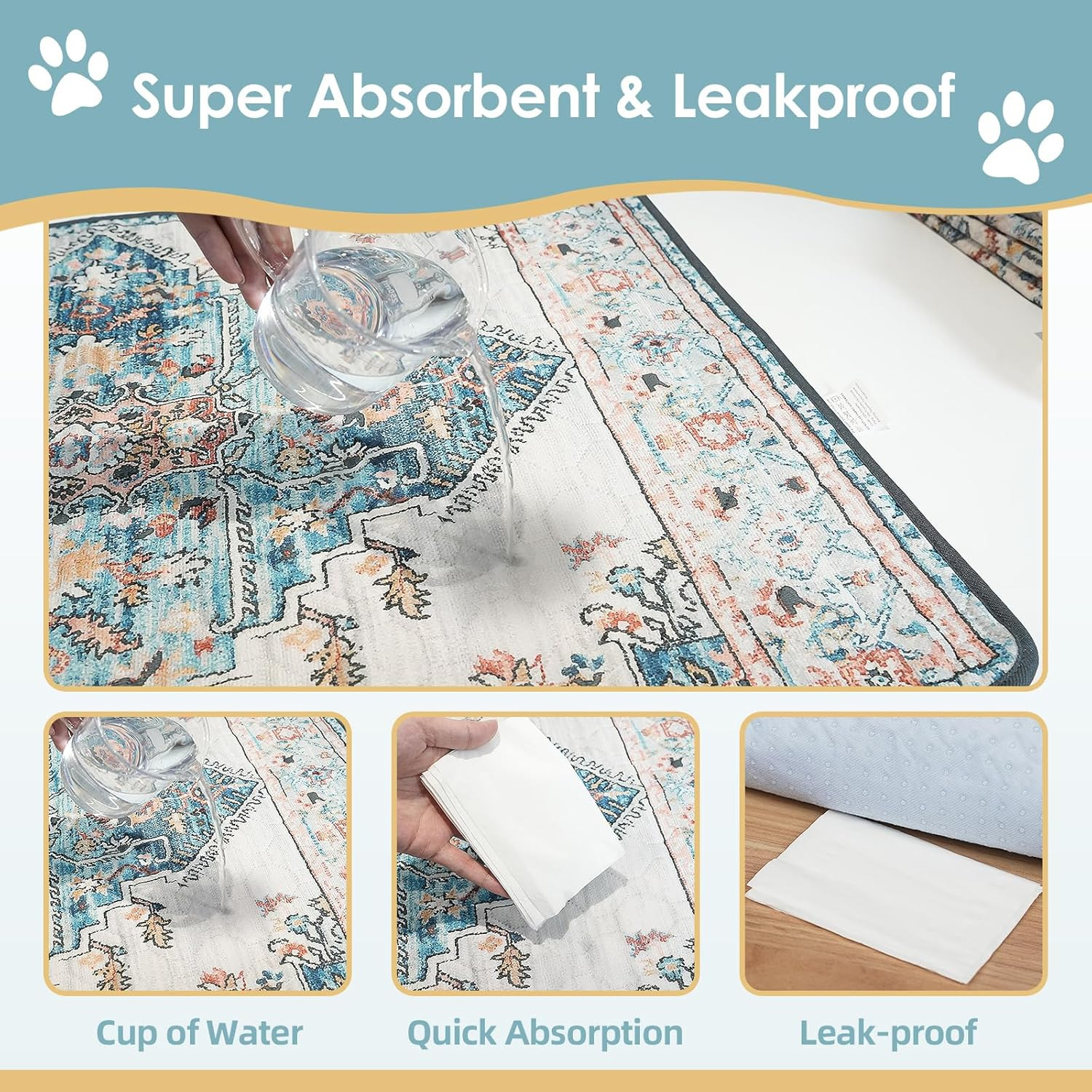 Washable Pee Pad for Dogs Extra Large, 72″ X 72″ Reusable Puppy Pads Waterproof
