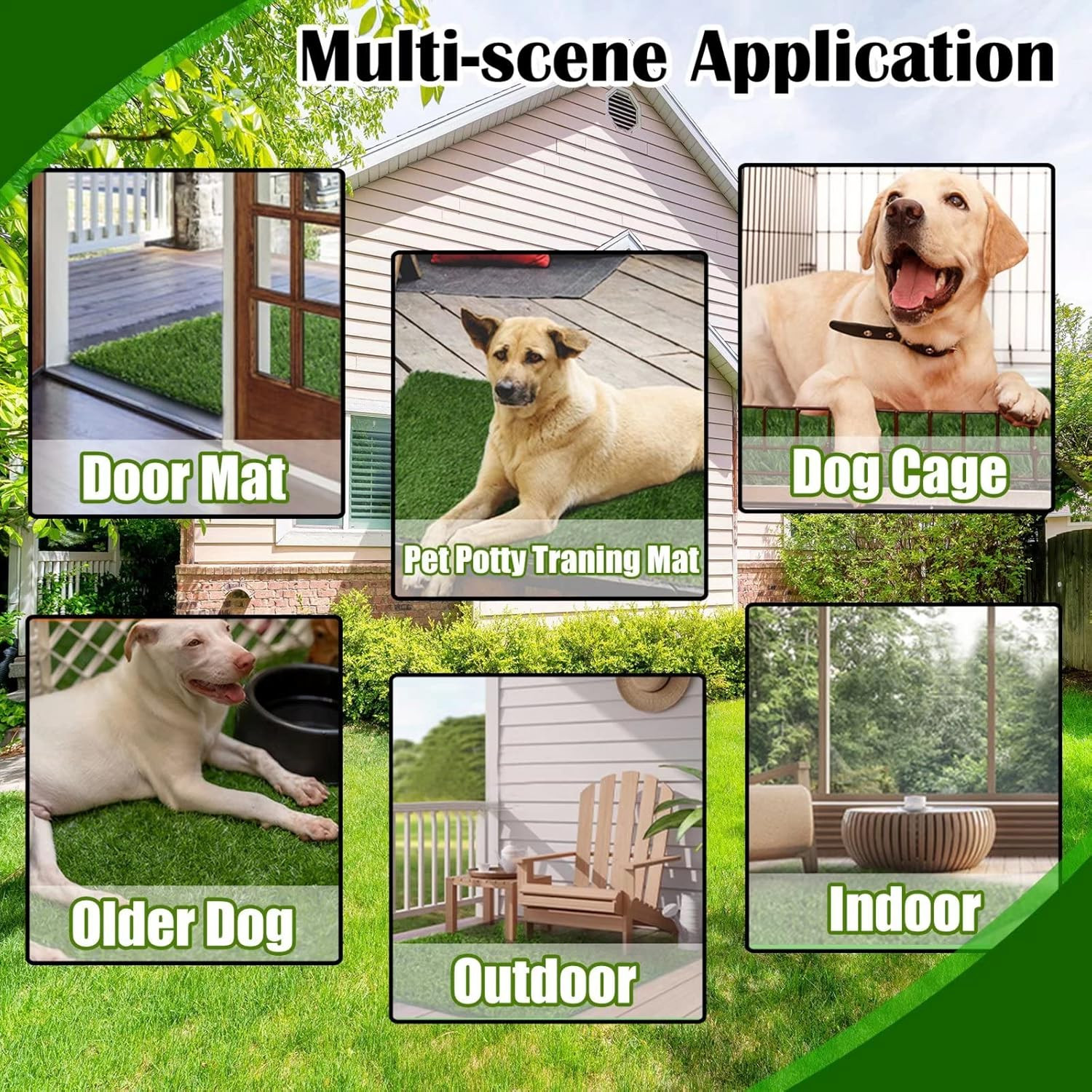 34″ X 23″ Fake Grass Pee Pad for Dogs Potty Training Turf Pets Mat – Indoor Outd