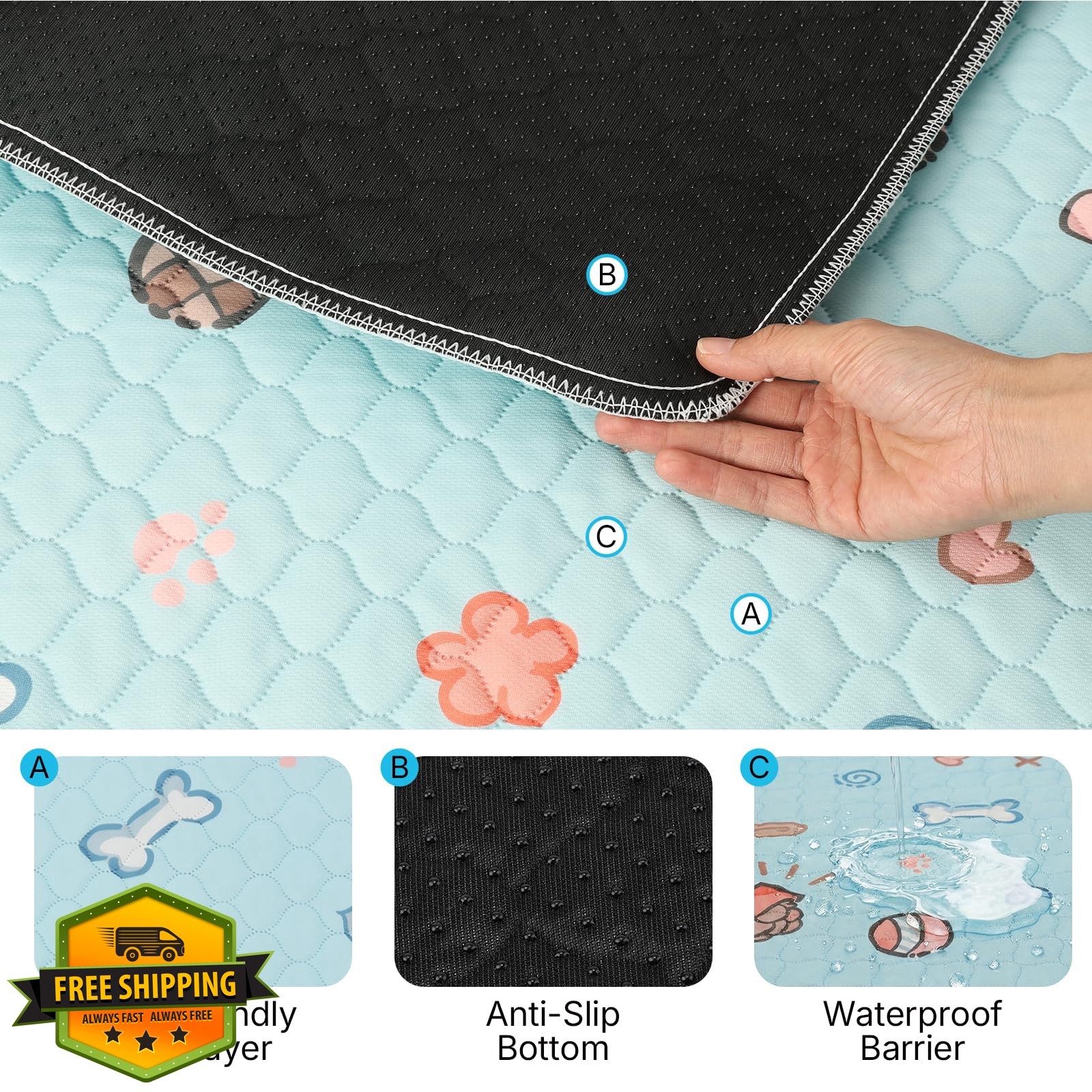 OMAGAI Pee Pads Blue 24×18 2 Packs