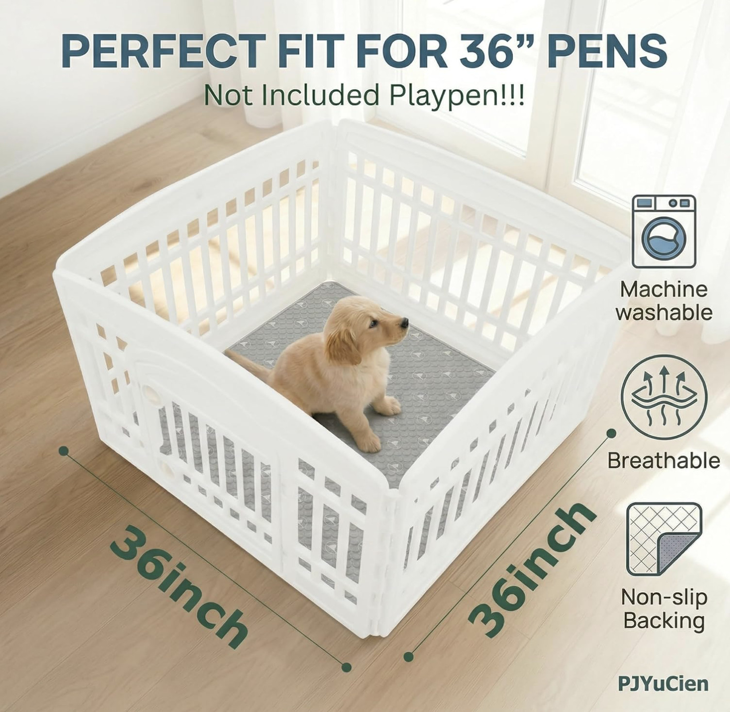 NEW 2-Pack Washable Pet Training Mat 36″x36″, Non-Slip, Crate Pad, Travel Mat