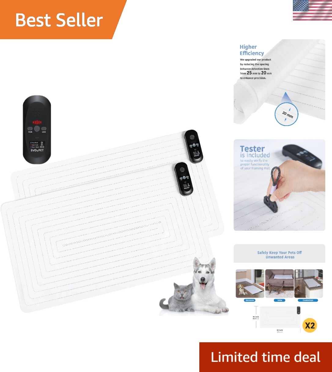 2-Pack Pet Training Mat with Tester, Pet Shock Pad, Dogs & Cats Electronic Re…
