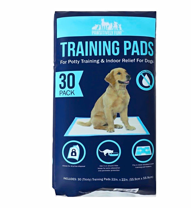 Pawsitively Fun! Training Pads 30 Pack Leak Proof Disposable Dog Potty Pads