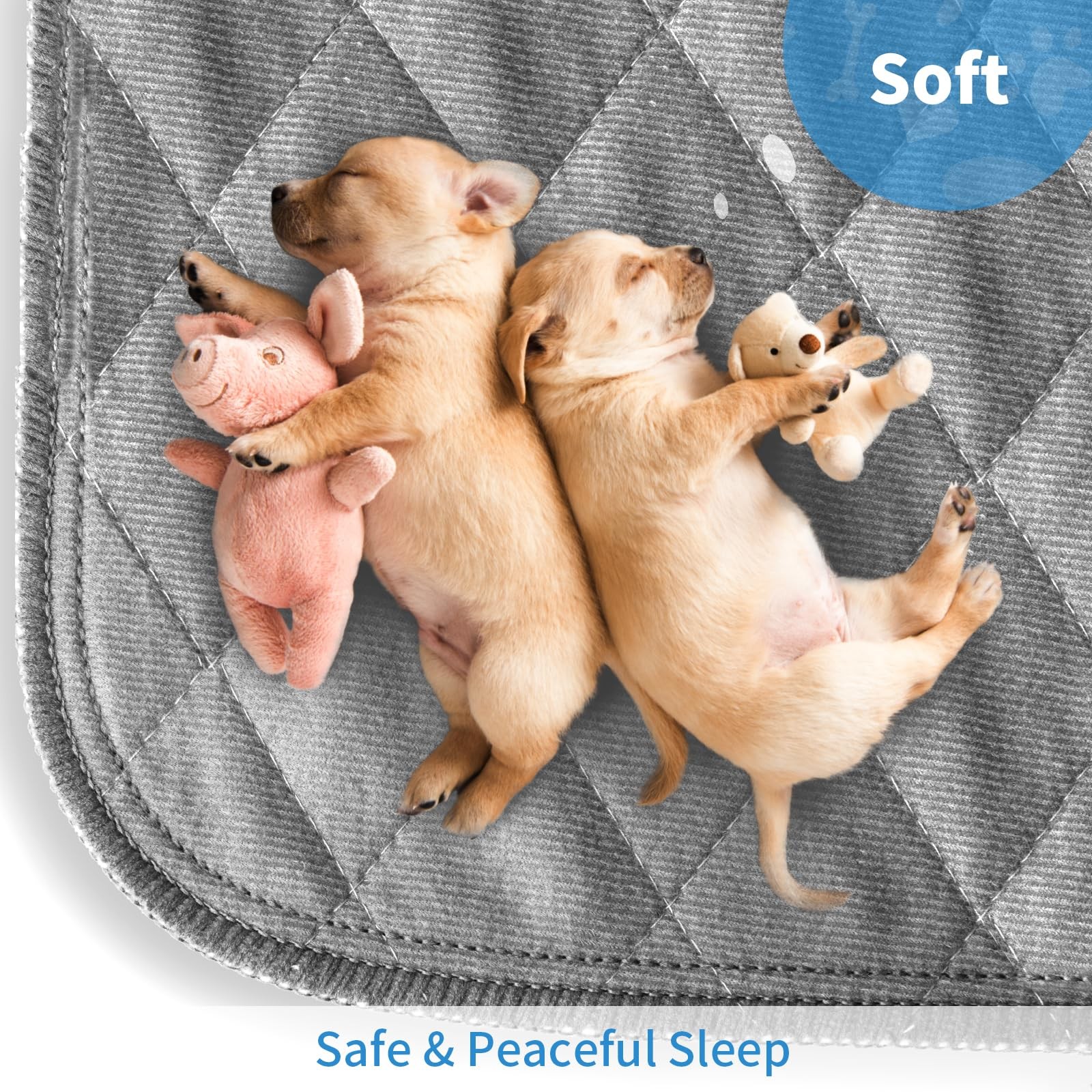 Washable Reusable Dog Pee Pads, 34″x52″ (2 Pack) Absorbent & Waterproof Puppy…