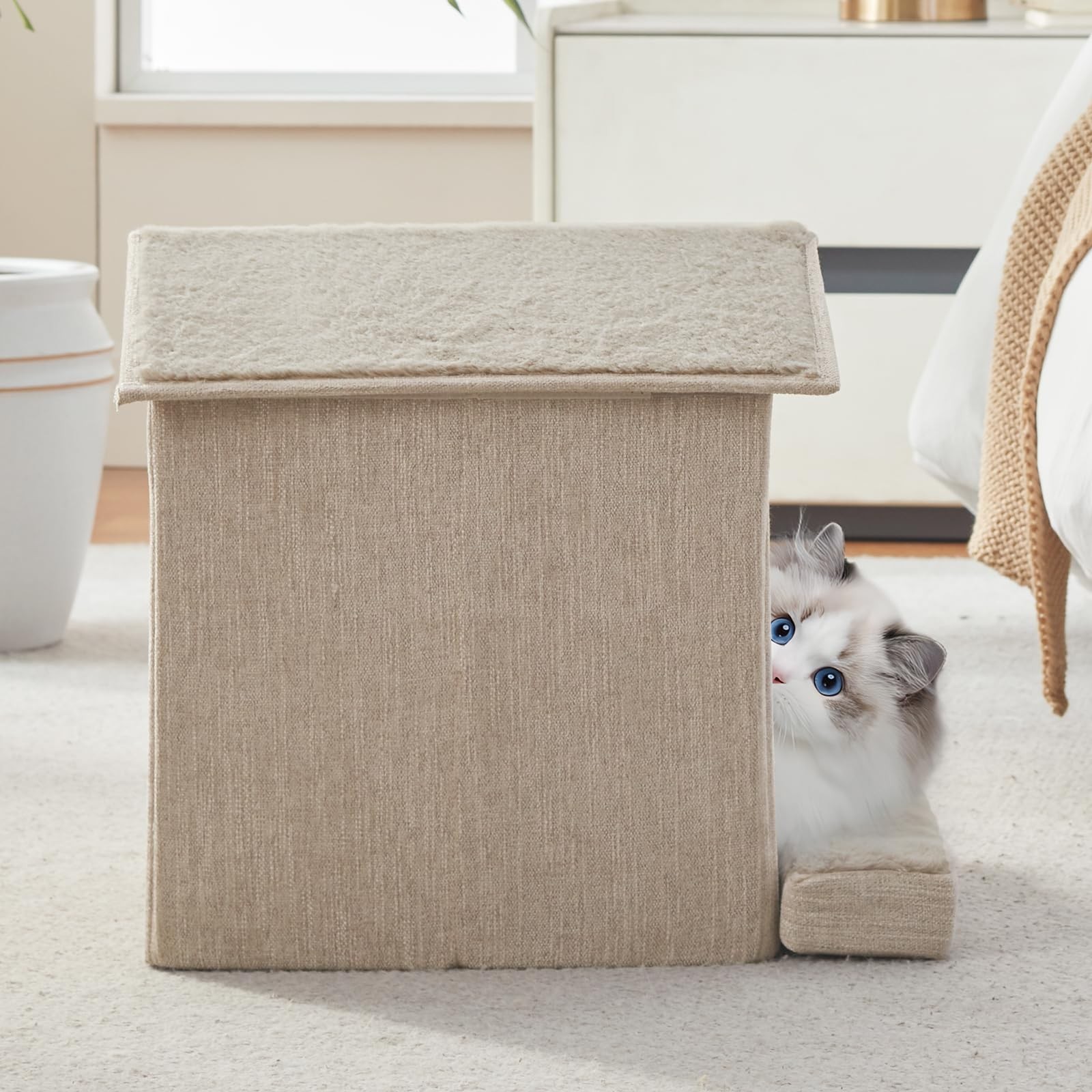 Cat Beds for Indoor Cats,Cat Houses,Cat Cave with Orthopedic Cushion,Foldable…