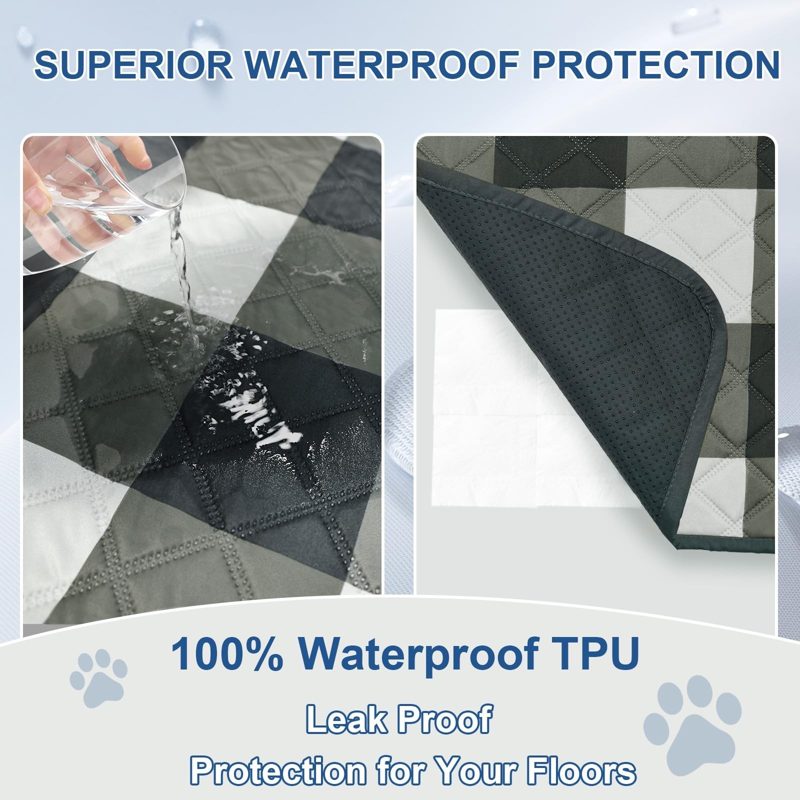 Washable Pee Pads for Dogs(2-Pack, 48″x36″),Absorbent & Leakproof Reusable Tr…