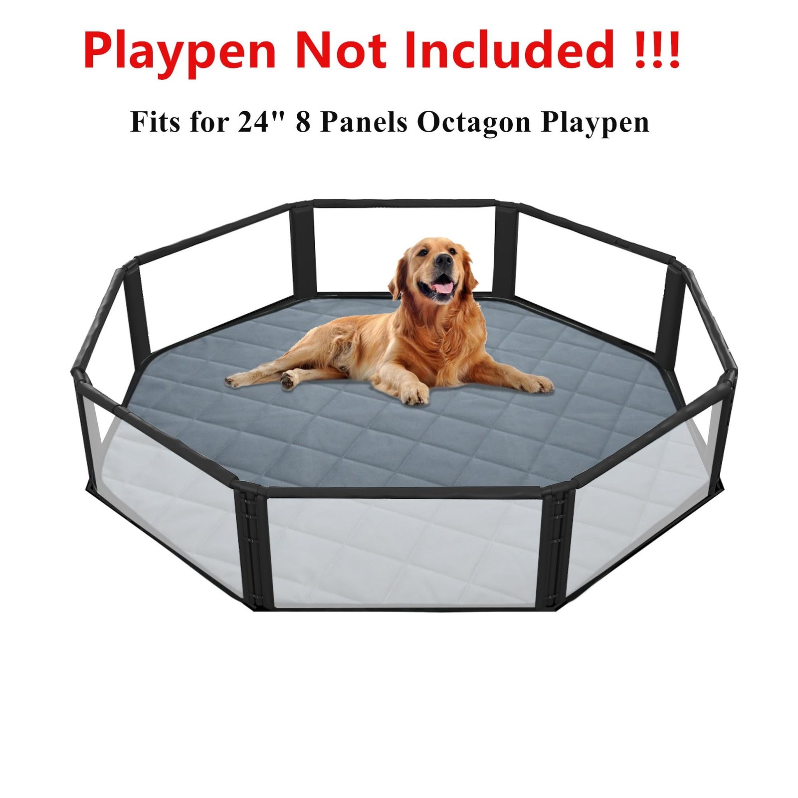 Washable Pee Pads for Dogs, 24″ Pet Playpen Mat Octagon 8 Panels Puppy Pads f…