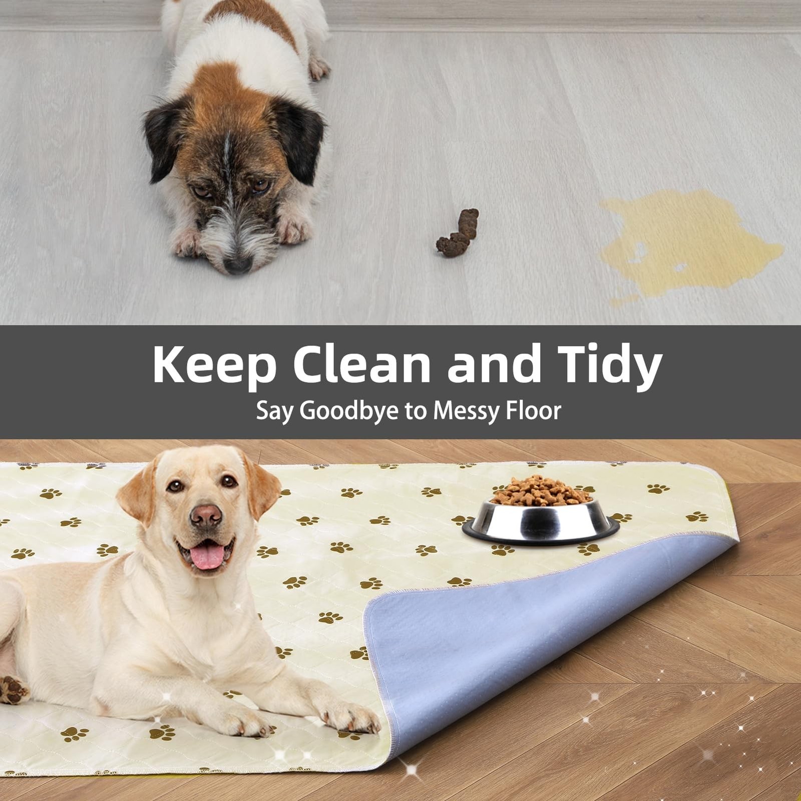 PUPTECK Washable Pee Pads Dog Training Pads 2 Pack Beige 36×72 in