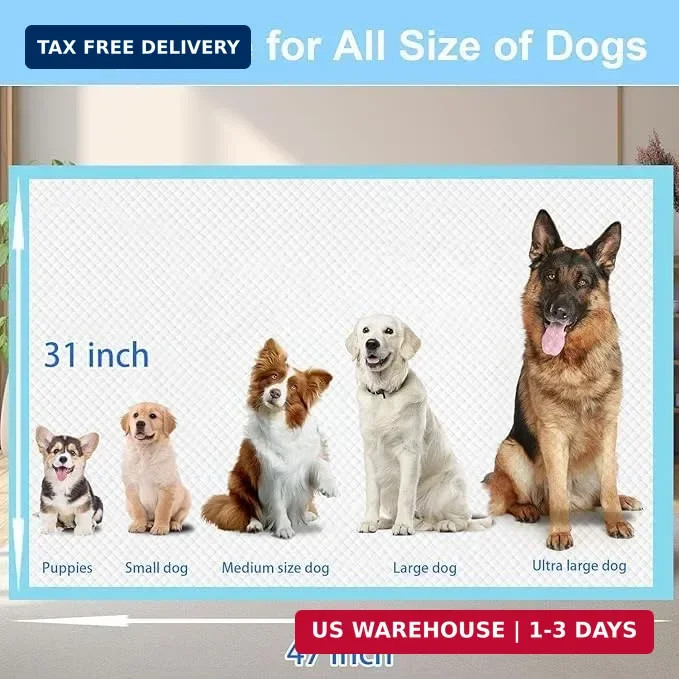 XXXXL Puppy Pee Pads for Dogs 31″x47″ 40 Count, Extra Large Dog Pee Pads, Leak-P