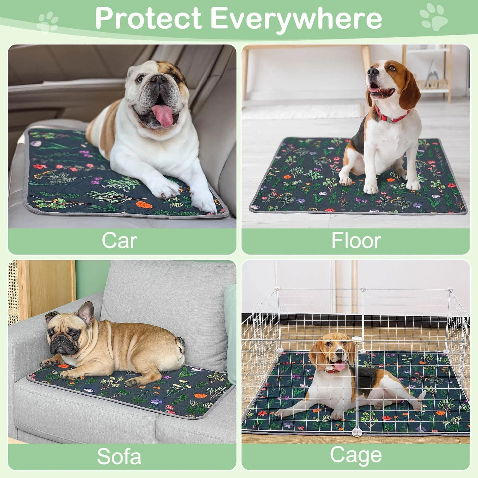 Washable Pee Pads for Dogs, 2 Pack Large 100% Waterproof Reusable 18”x24”