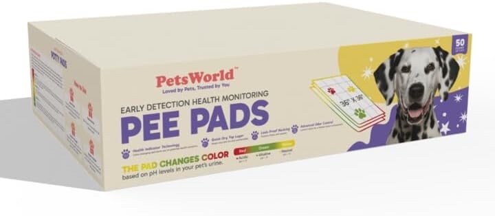 PetsWorld 36×36 Inch Health Monitoring Dog Pee Pads –50 Count |Color-Changing