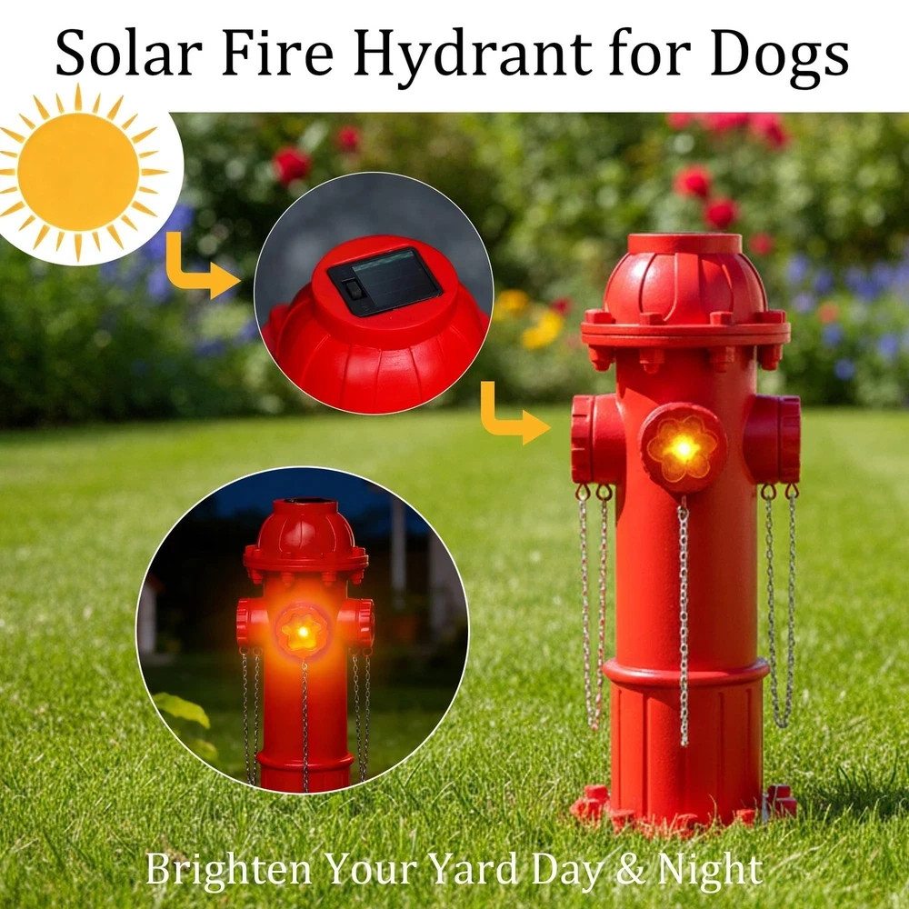 Solar Dog Fire Hydrant Pee Post with Glowing Paw Print, Fire Hydrant for Dogs…