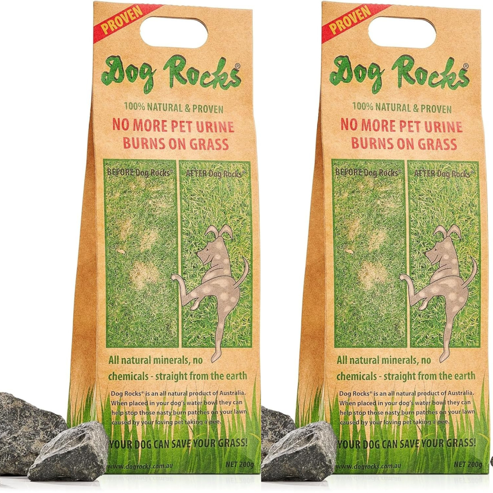 Dog Rocks for Urine Burning Grass 200g – 2 Pack – Made in Australia