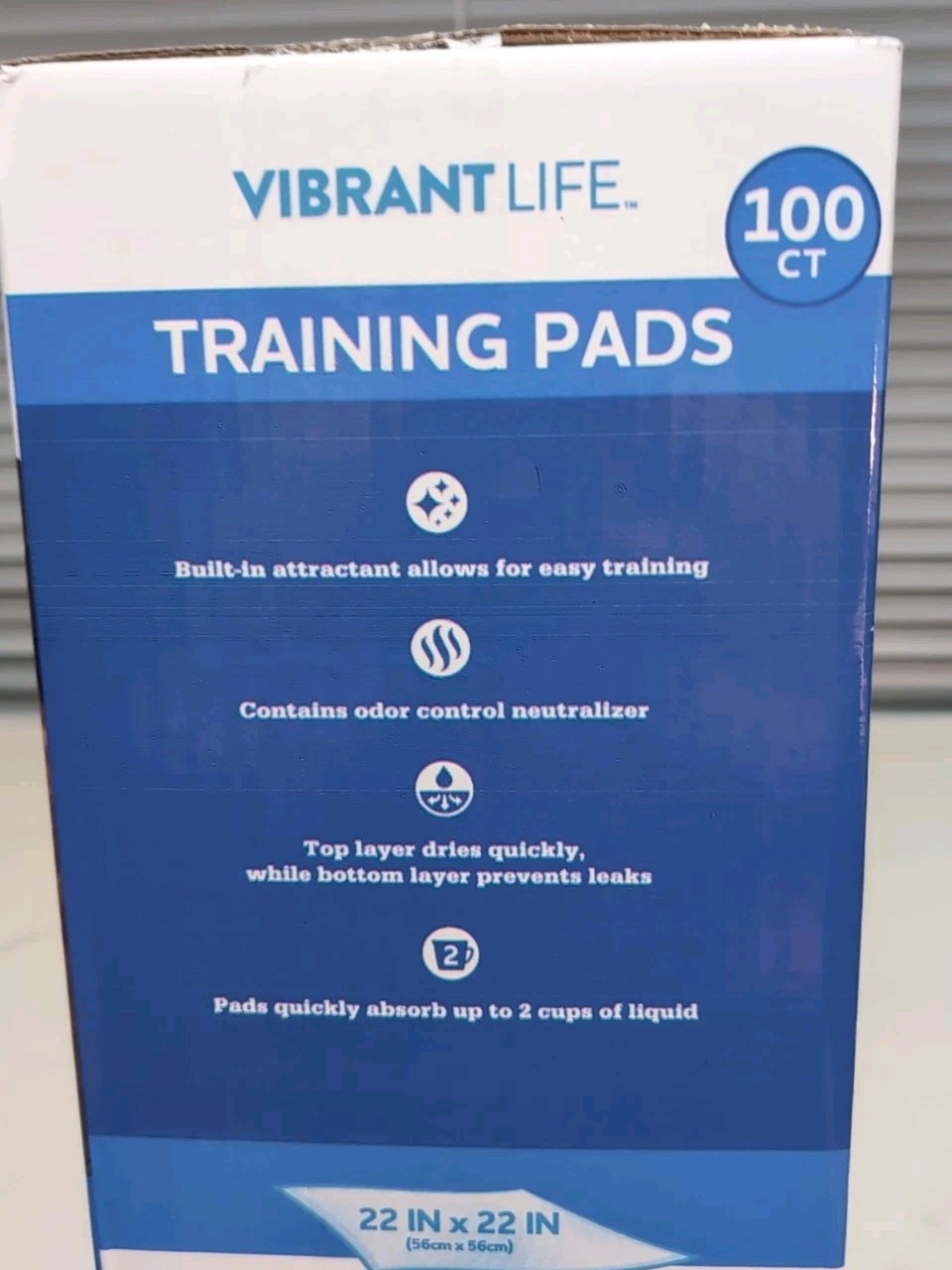 NEW Vibrant Life 100 Ct Training Pads Large 22″ x 22″ Dog/Puppy Potty Training