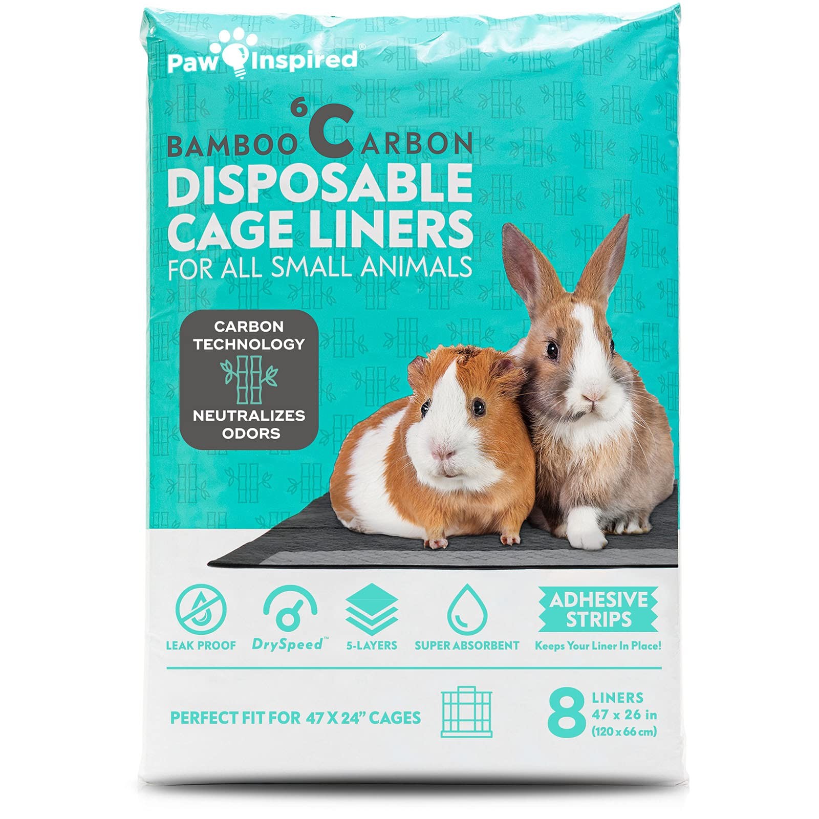 Paw Inspired Disposable Guinea Pig Cage Liners 47×26″ (Midwest) – 8 ct, Black