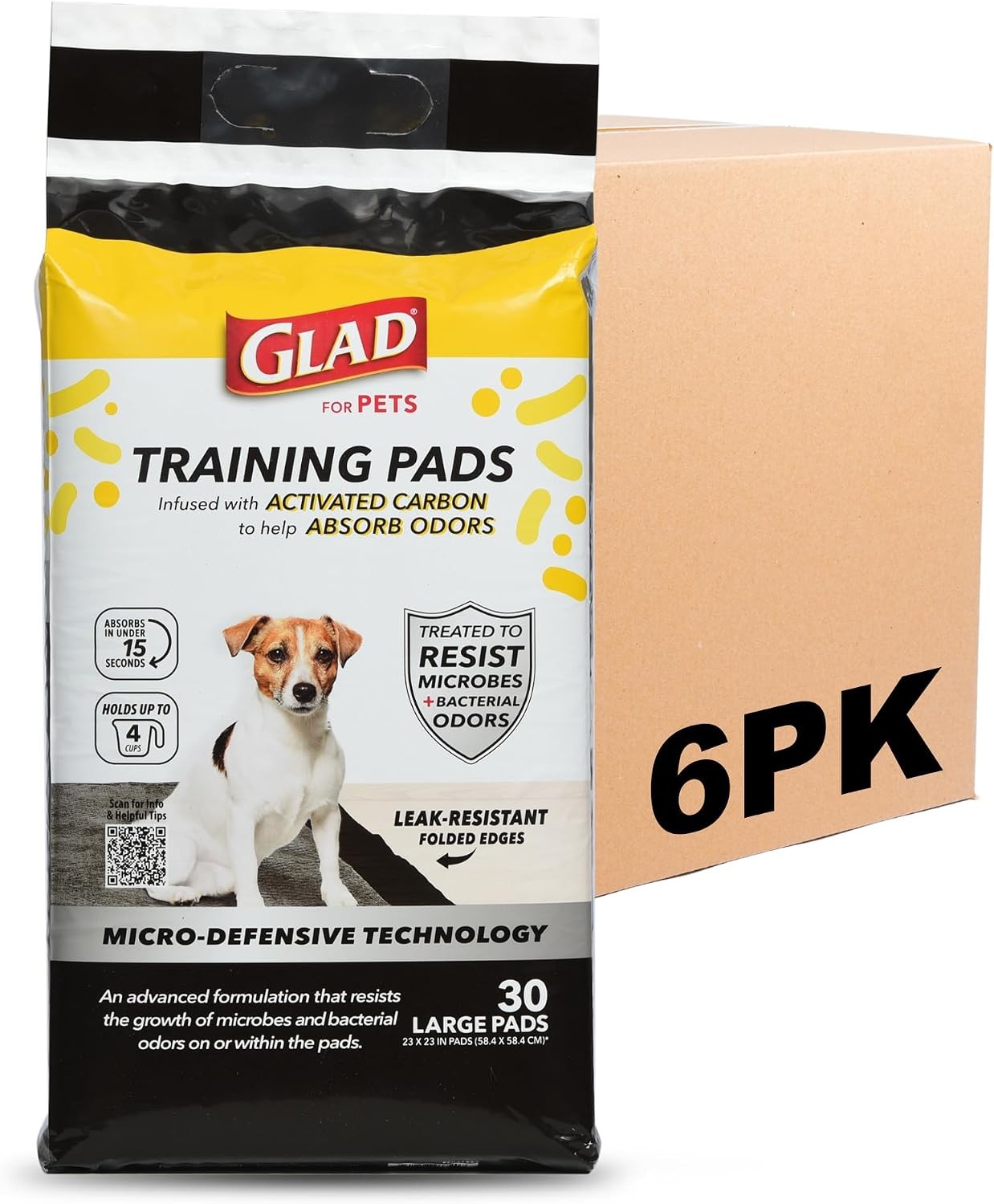 Glad for Pets Activated Carbon Dog Training Pads with Anti-Microbial Technology,