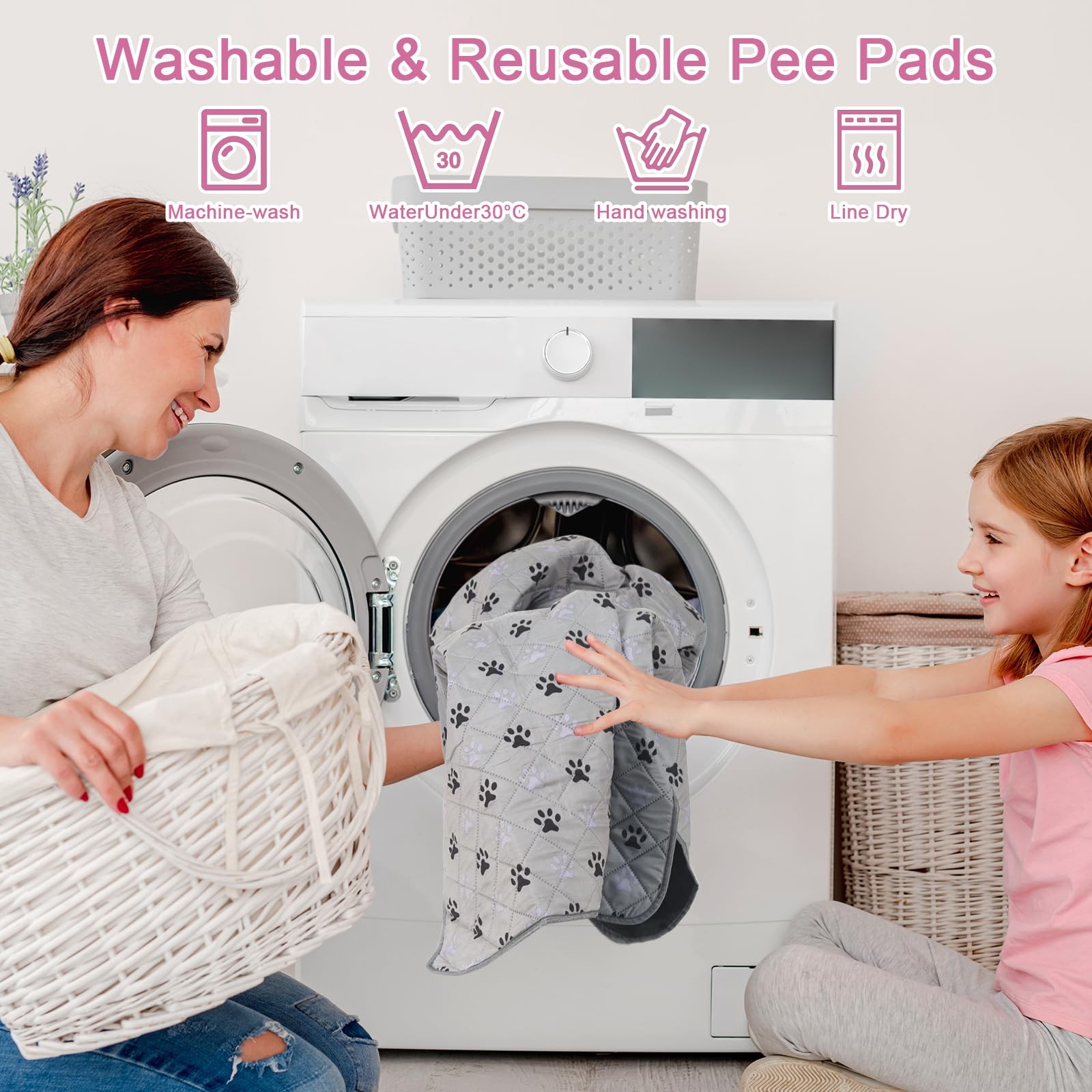 2 Pack Waterproof Reusable Dog Pee Pads 36×41 Non Slip Absorbent Training Mat