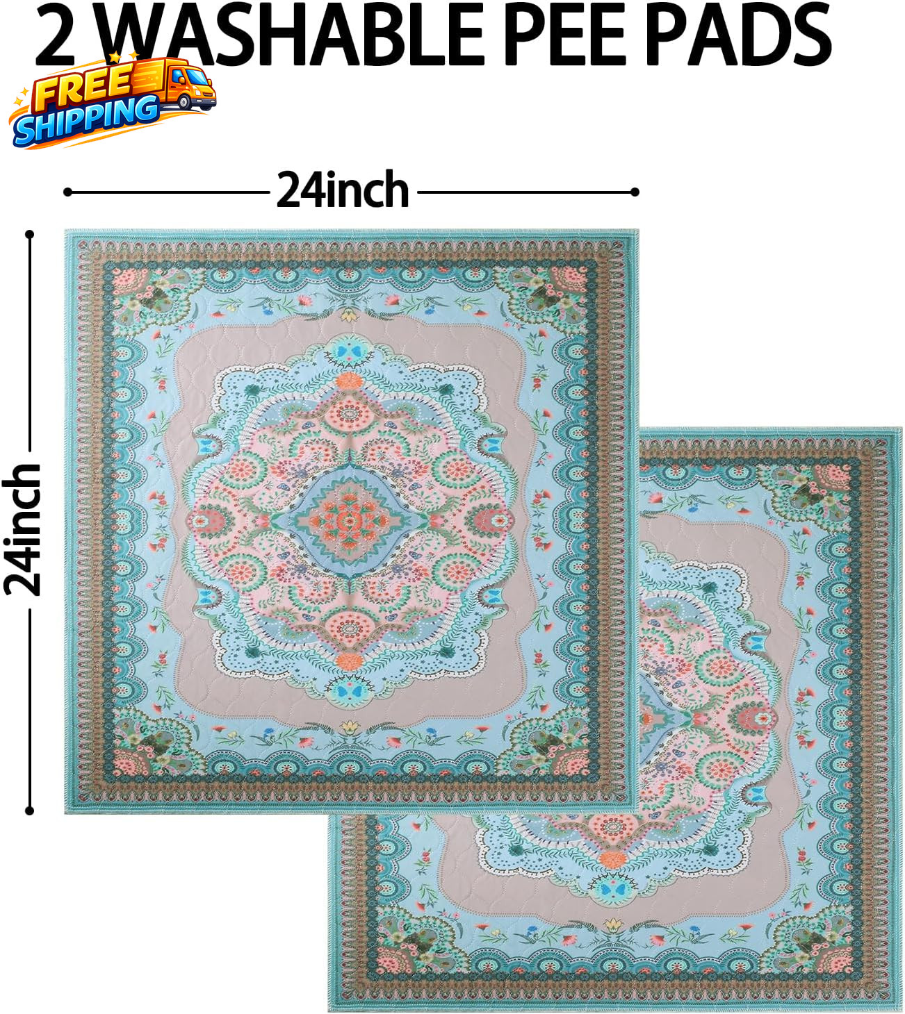 Washable Pee Pads for Dogs 18X24 2 Pack Reusable Puppy Pads Pet Training Pads