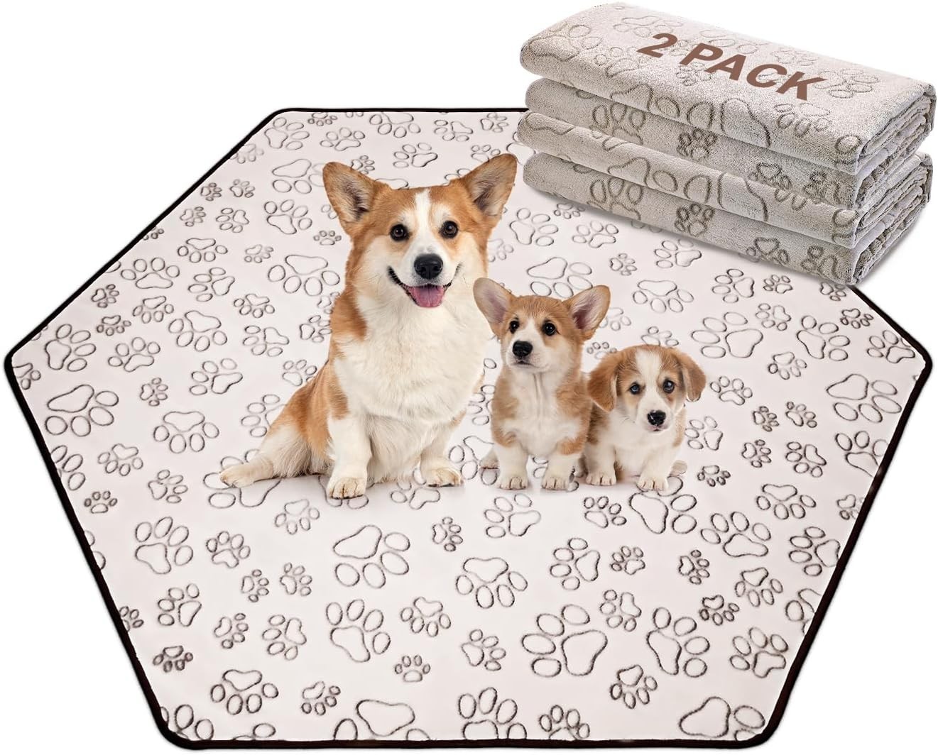 Reusable Dog Pee Pads 2 Pack XL 55×62″ Absorbent Waterproof Non-Slip