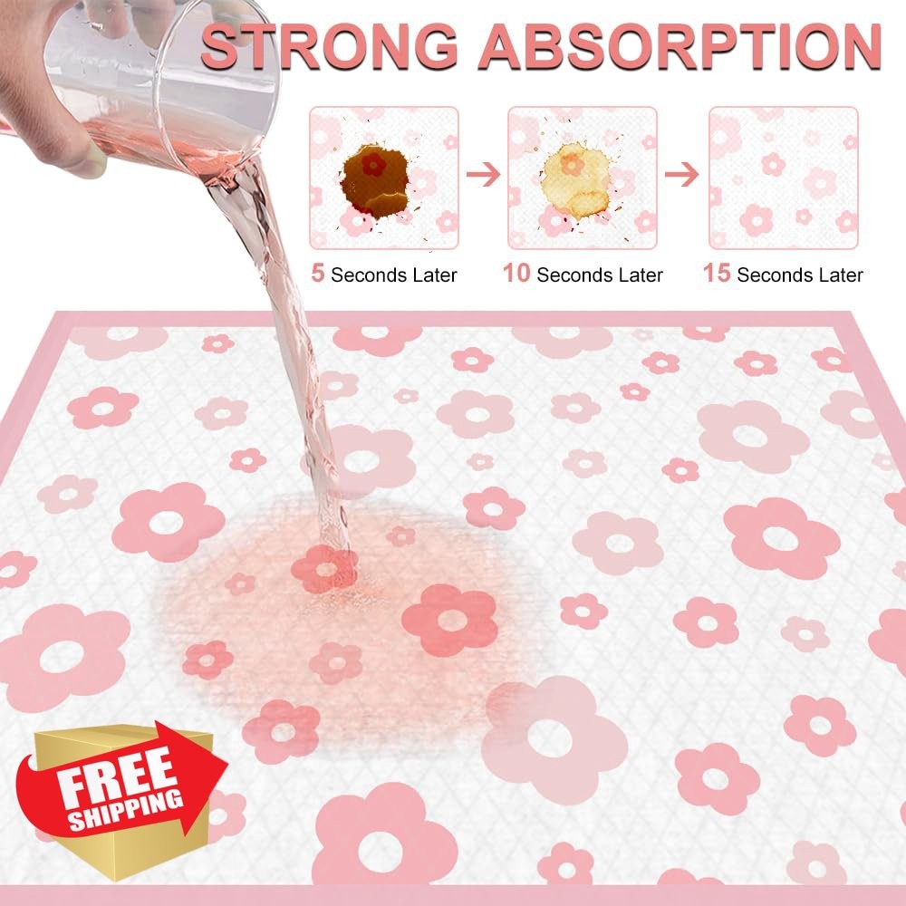 Camonti Pink Floral Dog Pee Pads 40 Ct