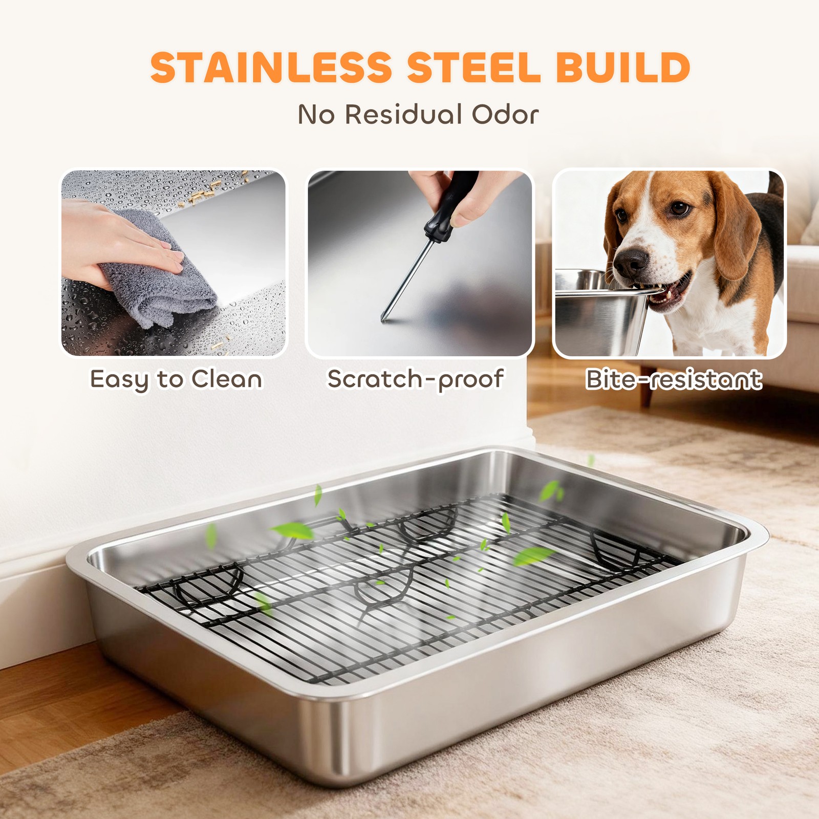 Dog Potty Tray Stainless Steel, Dog Training Tray, 28″ x 20″ x 4″