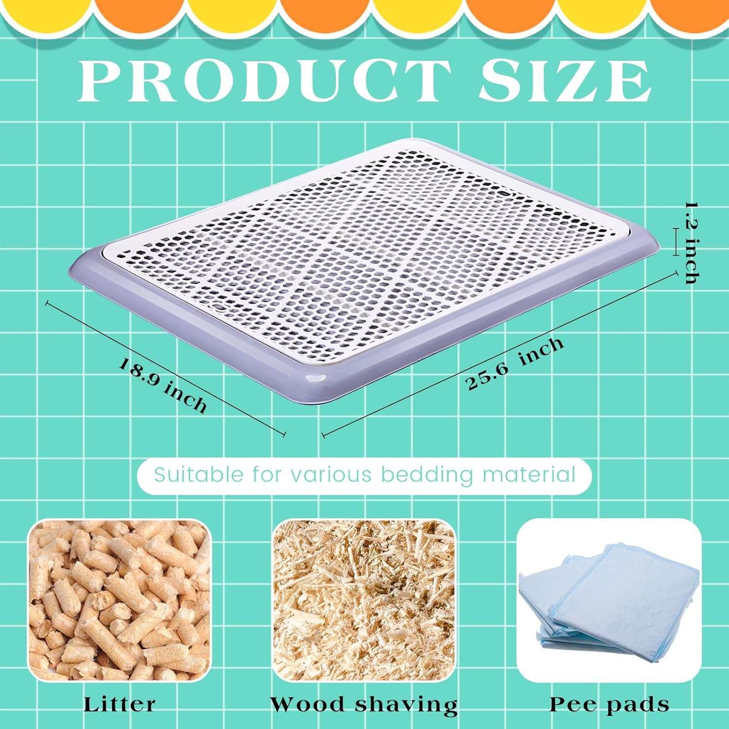 Dog Potty Tray Set – Portable Pee Pad Holder for Medium & Large Dogs, Gray