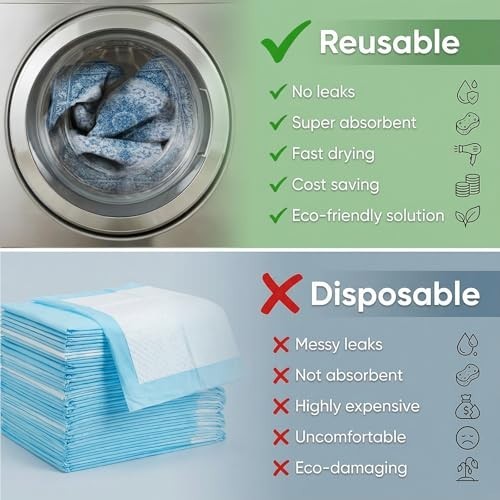 Washable Dog Pee Pads – Reusable Ultra-Absorbent Waterproof Training Mat, 2 Pack