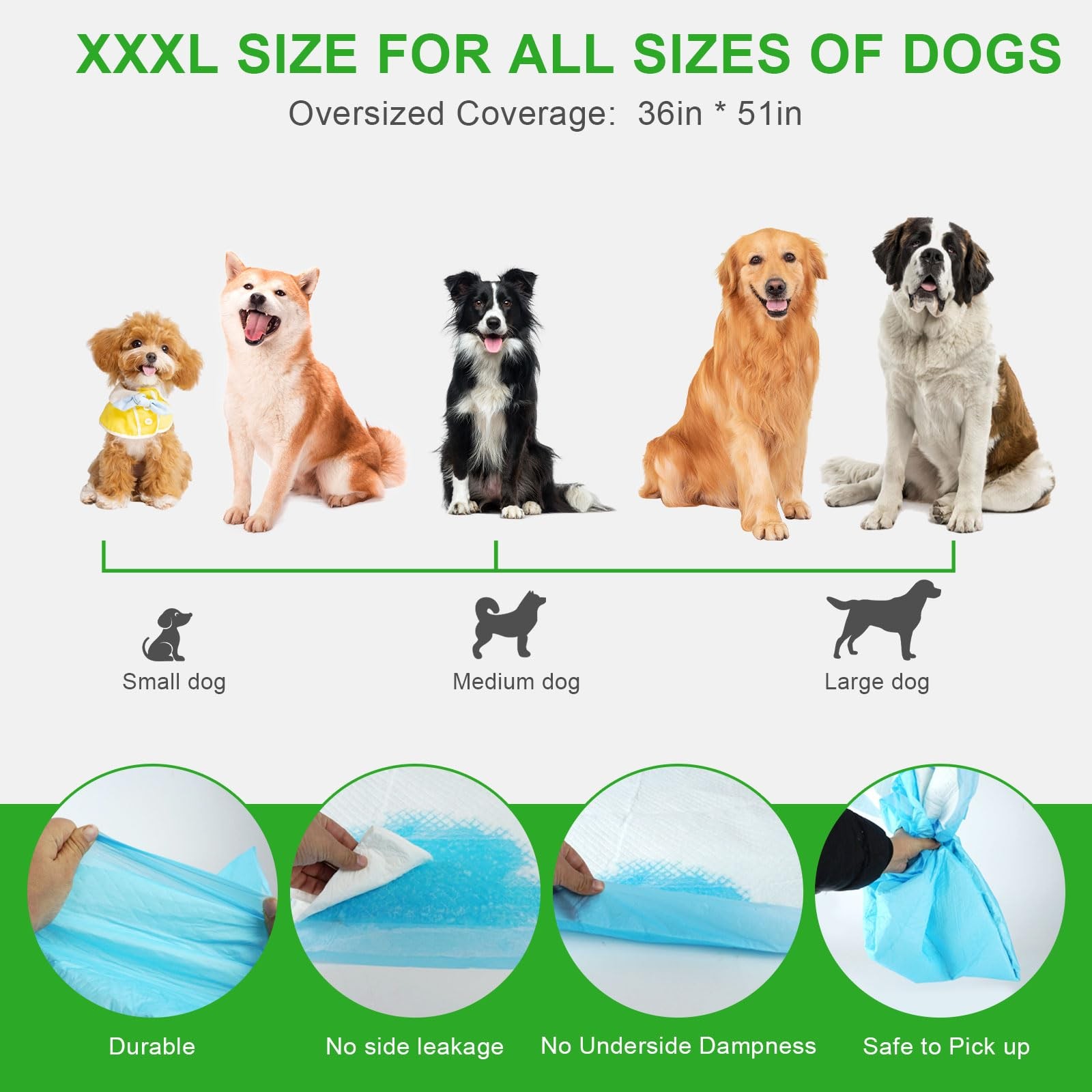 Extra Large Dog & Cat Pee Pads, 36″ X 51″, 40 Count, Disposable Training Pads