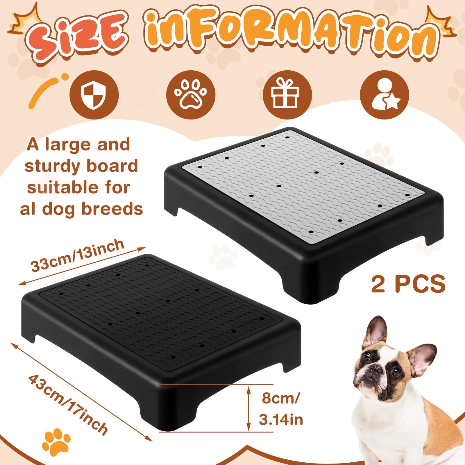2 Pcs Dog Training Platform Dog Place Board with Non-Skid Surface, Portable A…