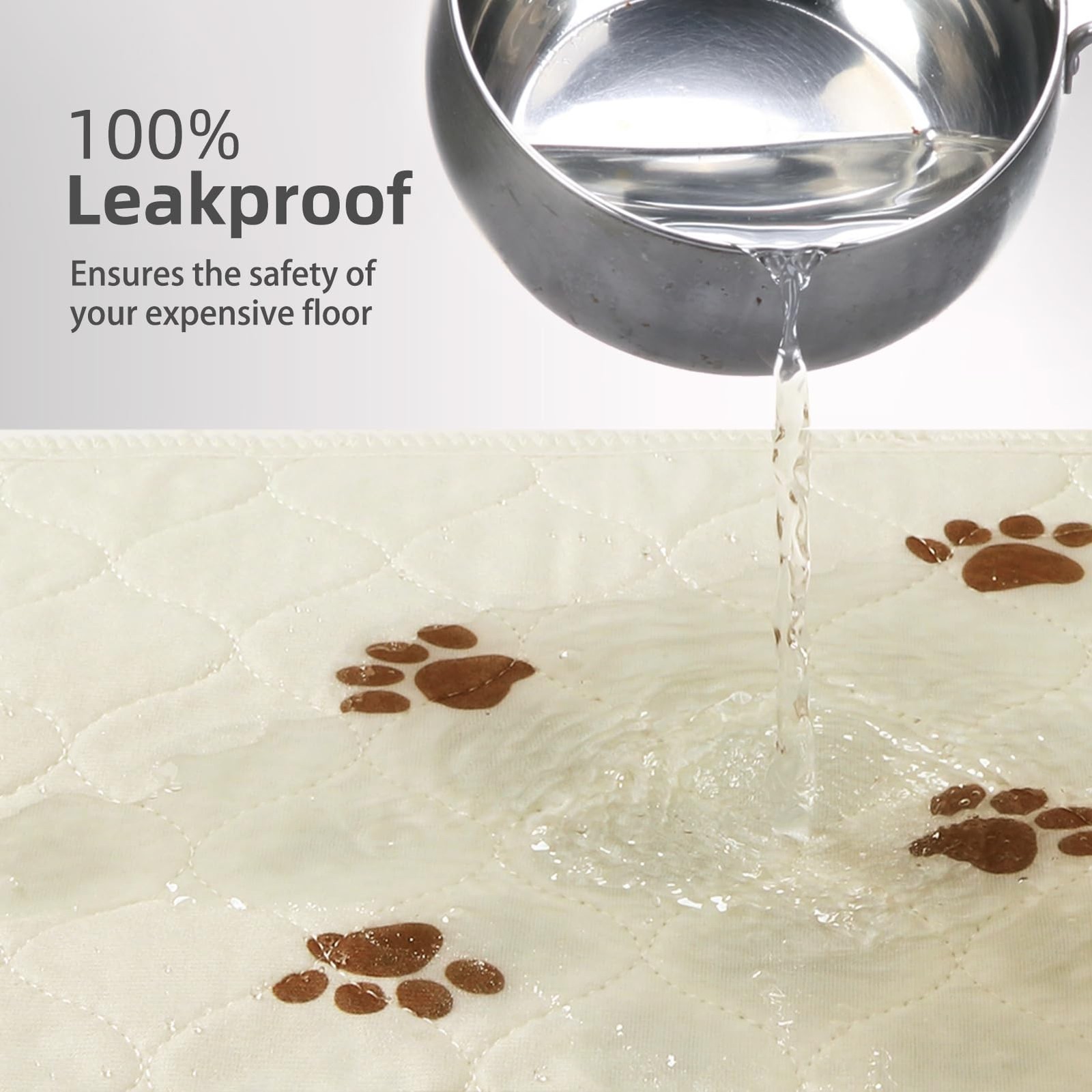 PUPTECK Washable Pee Pads Dog Training Pads 2 Pack Beige 36×72 in
