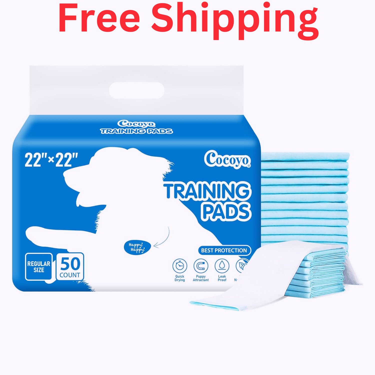 COCOYO Best Value 22″x22″ Dog Training Pads 50 Count Super Absorbent Puppy Pads,