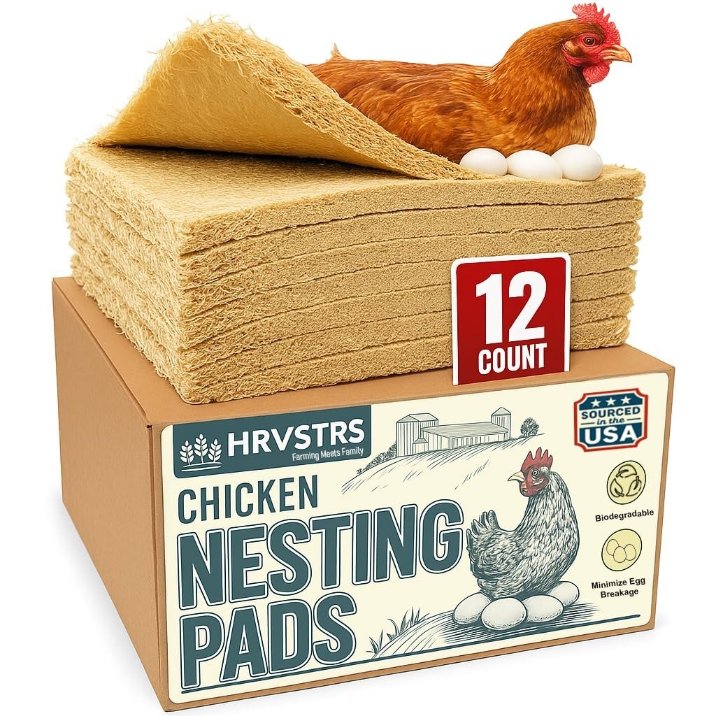 12 Pack Chicken Nesting Pads – Professional Grade Aspen Bedding, Easy Clean, Dus