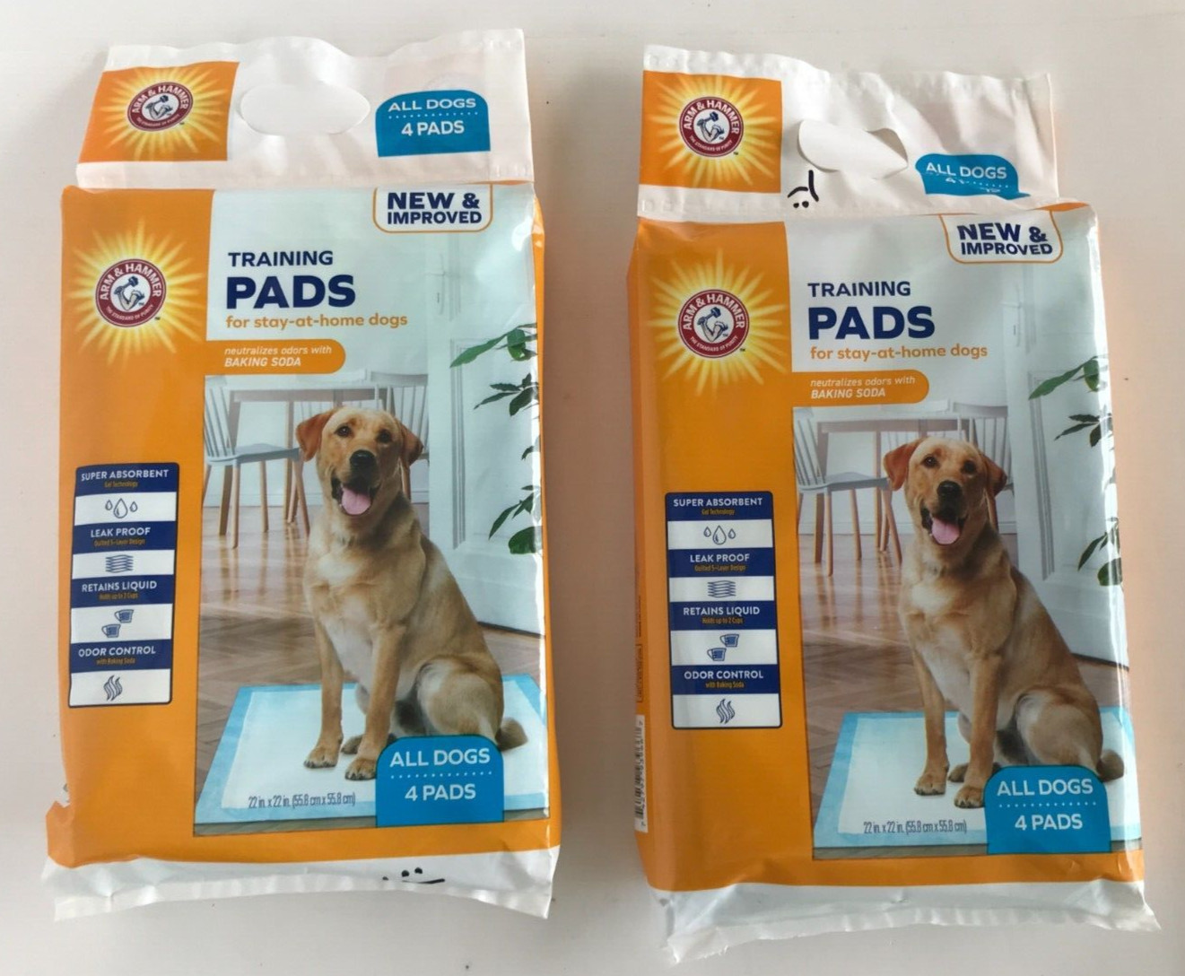 Arm & Hammer Training Pads For Dogs (2 packs of 4, 8 pads total) 22in X 22in