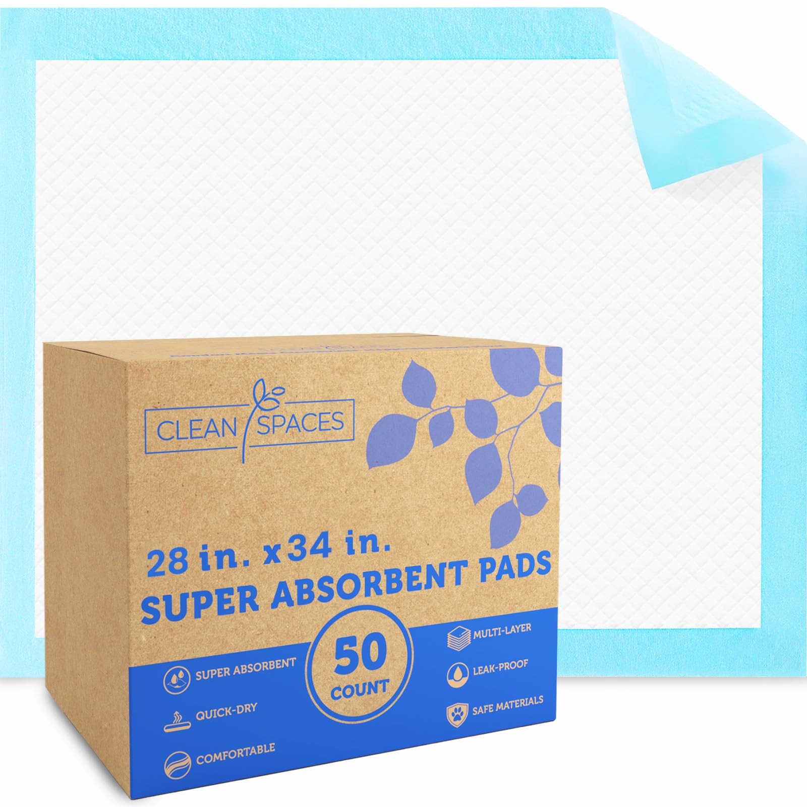Super Absorbent Puppy Pads 28″x34″ 50 Count Quick Drying Dog Training Pee Pad…