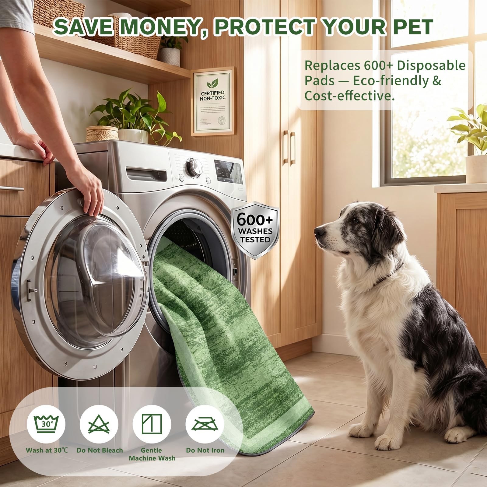 Washable Pee Pads for Dogs and Cats, 2 Pack Absorbent Thick Reusable Training…
