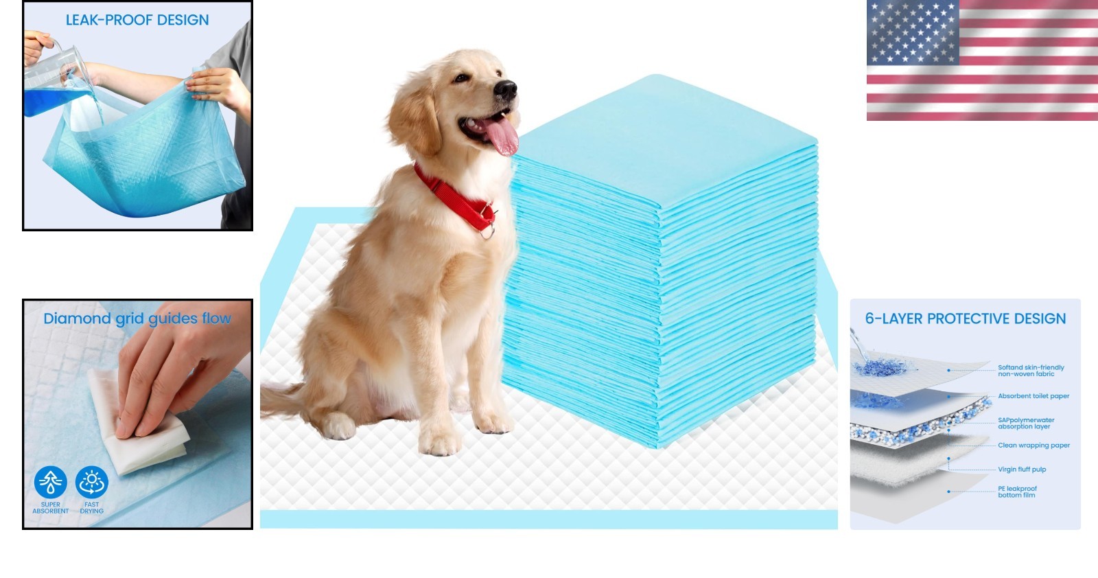 28″x34″ Dog Pee Pads Extra Large, Super Absorbent Leakproof Quick Drying Pee …
