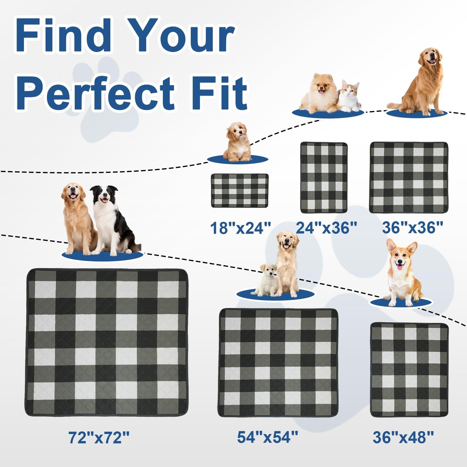 Washable Pee Pads for Dogs(2-Pack, 36″x36″),Absorbent & Leakproof Reusable Tr…
