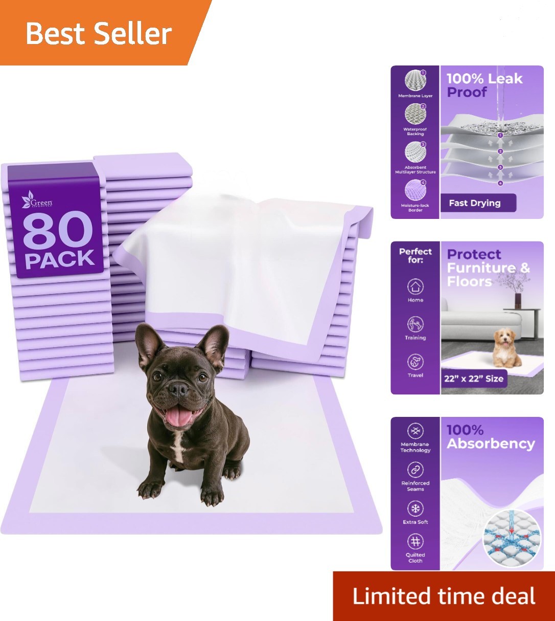Pee Pads – Super Absorbent & Leak-Proof Pee Pads for Dogs – Puppy Pads – Wate…