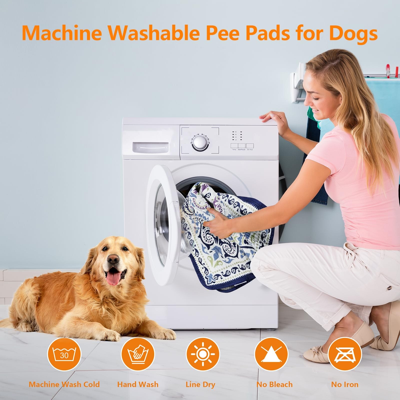 Mozin Washable Pee Pads for Dogs, 2 Pack Super Absorbent Reusable Puppy Pads