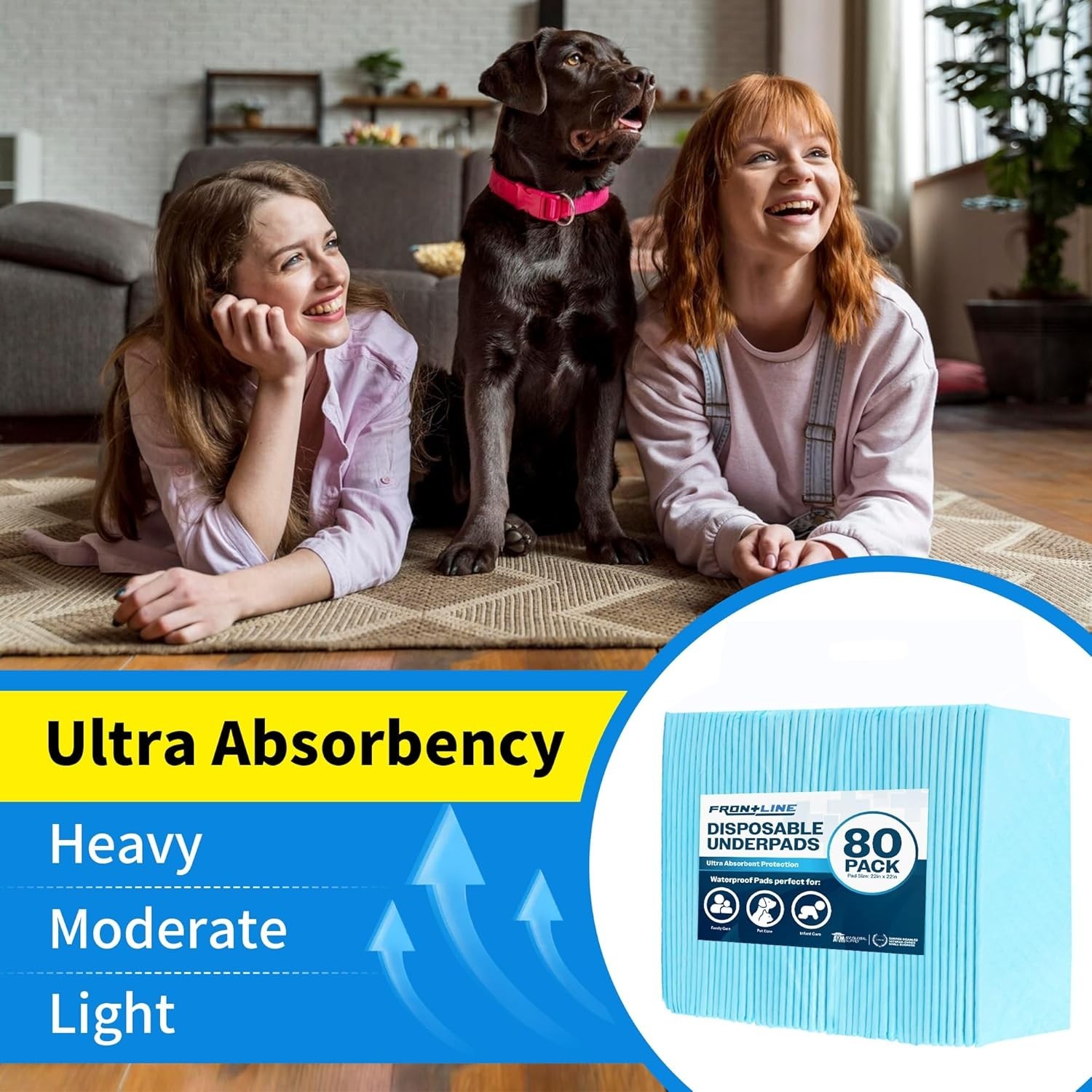80 Pack 22″x22″ Ultra Absorbent Small Pee Pads Pet Underpads Puppy Dog Training