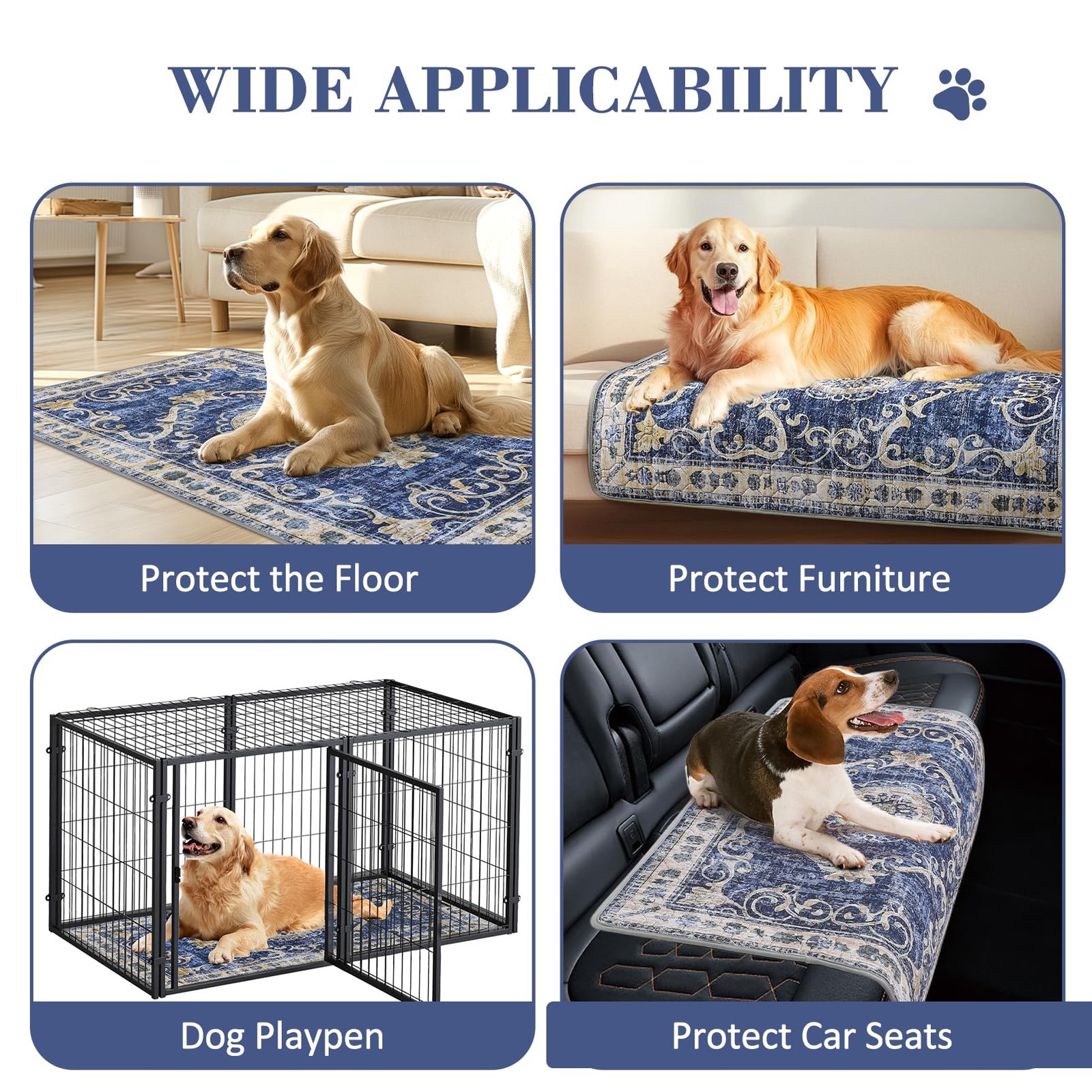 PAWDAY Washable Pee Pads Navy Blue 24″x18″ 2 Pack