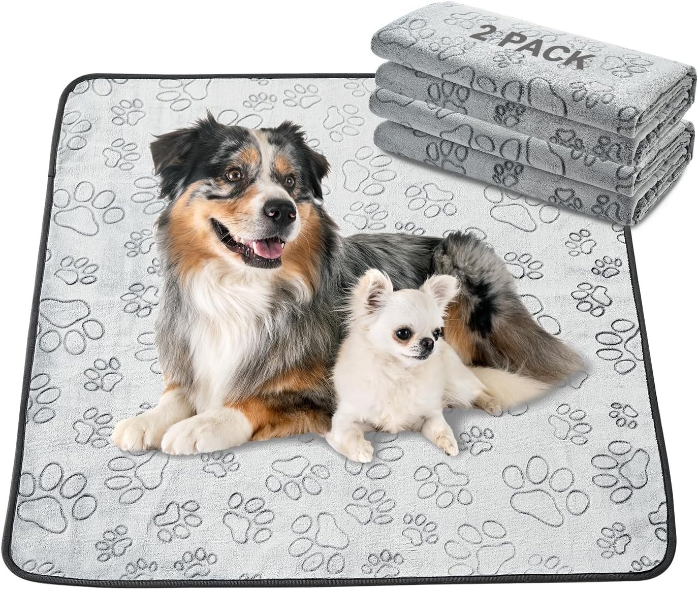 Qeils Reusable Puppy Pads, 2 Pack Washable Pee Pads for Dogs, 41″x41″
