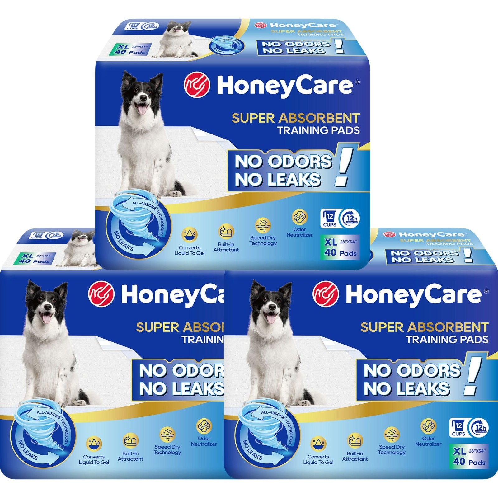 Honey Care Super Absorbant Speed Dry Dog Training Pads Built-In, XLarge, 75 Ct