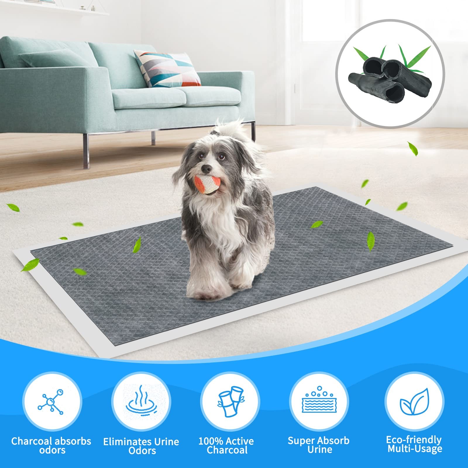 60pcs Charcoal Puppy Pads Pee Pads for Dogs,Dog Pee Pads Extra Large 24 x 36Carb