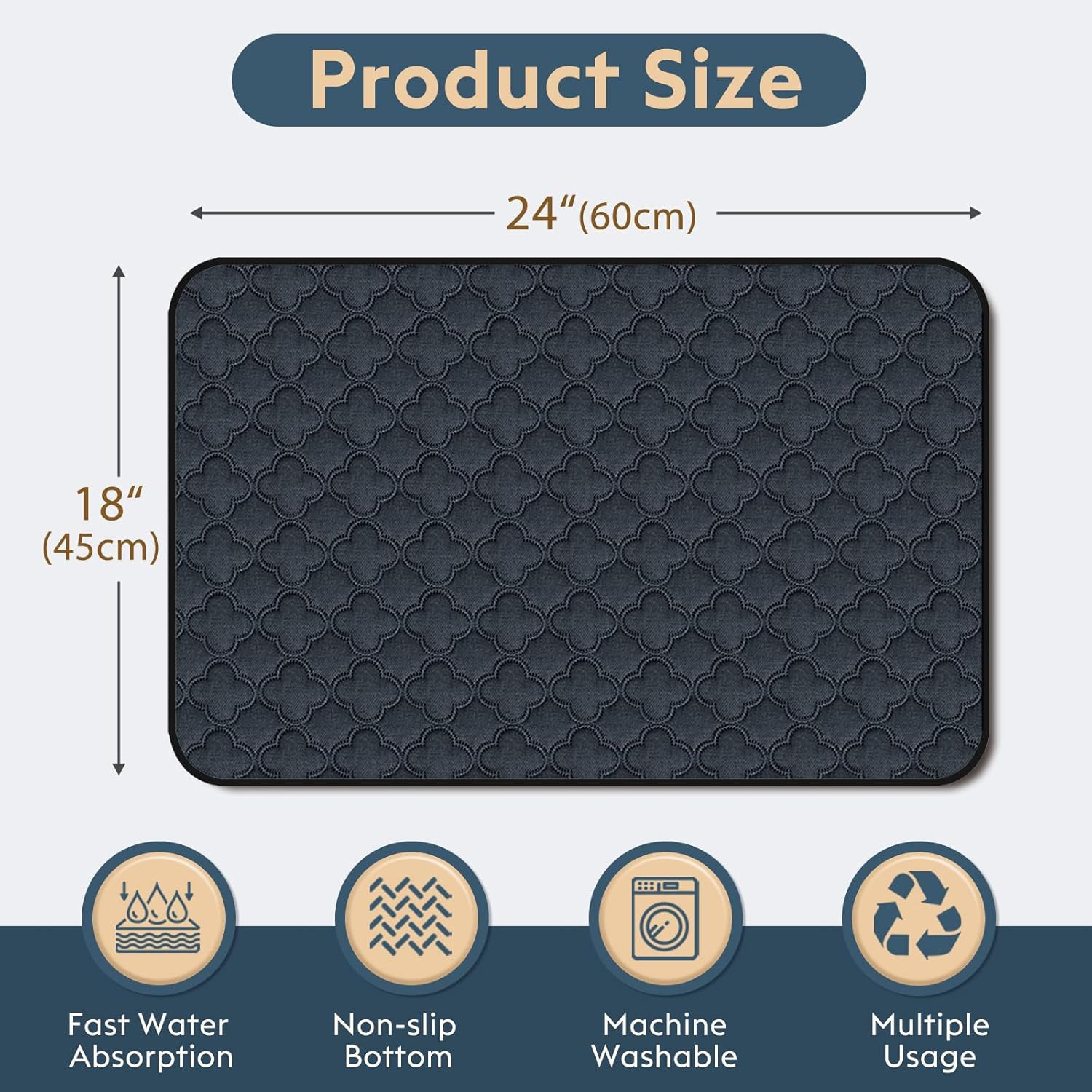 Washable Pee Pads for Dogs – 4 Pack Reusable Pee Pads，Waterproof Puppy Pads，Pet