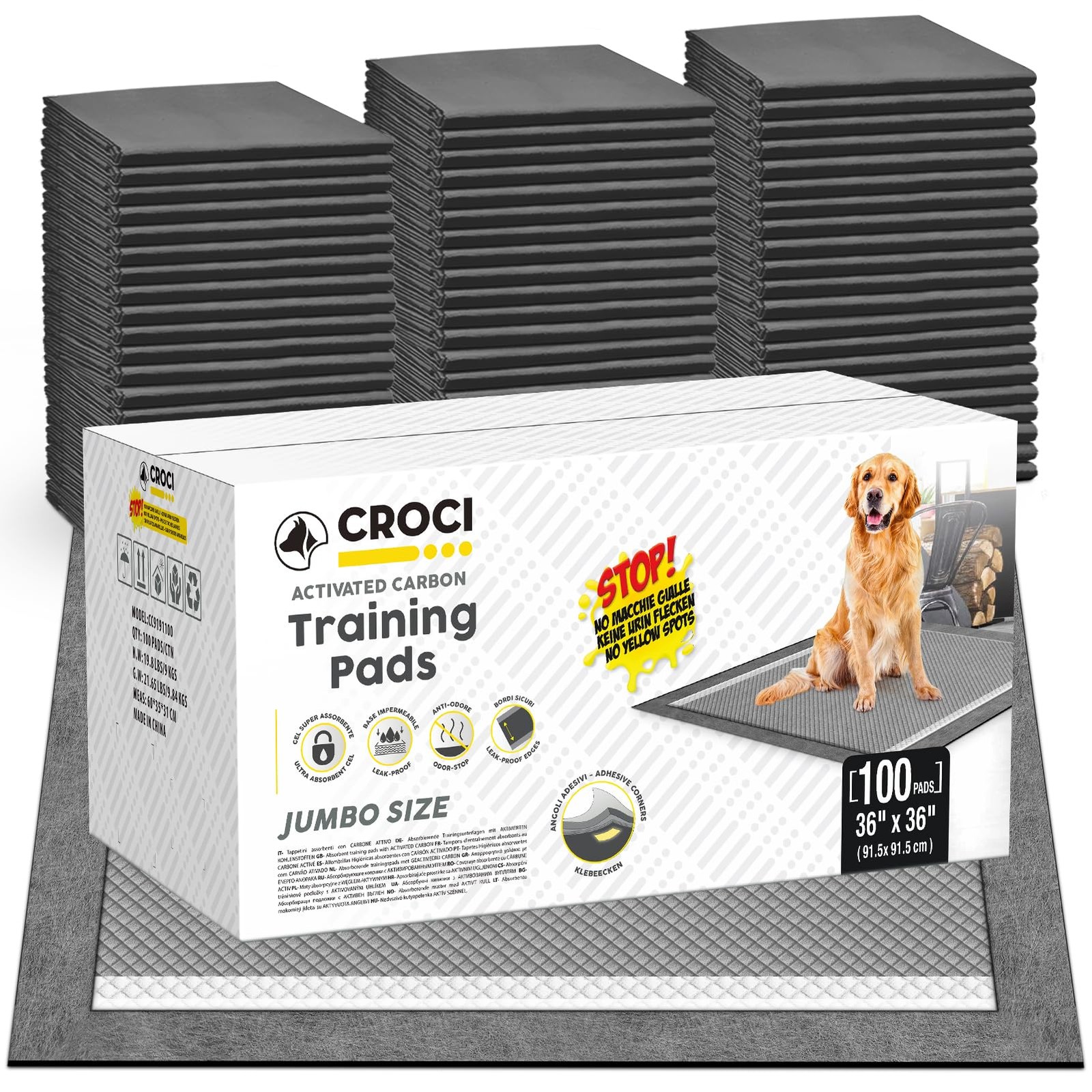Jumbo Puppy Pads 36×36″ Charcoal Super Absorbent for Dogs